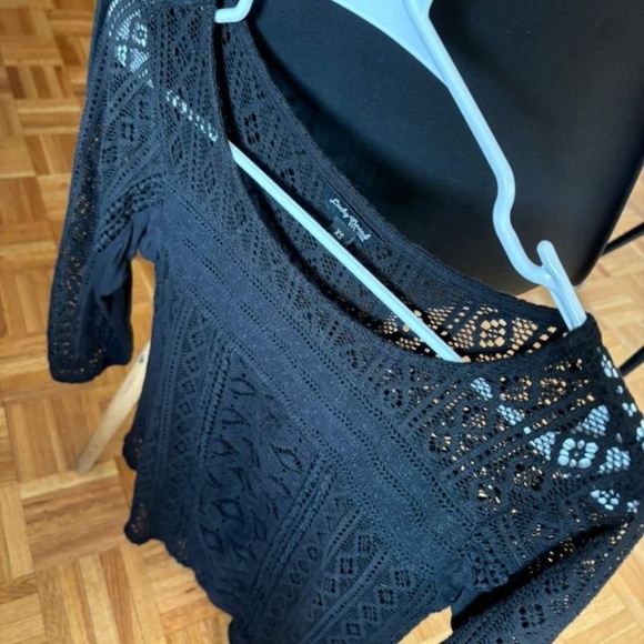 LUCKY BRAND- BLACK LACED SHIRT (EXTRA SMALL) - Picture 4 of 4